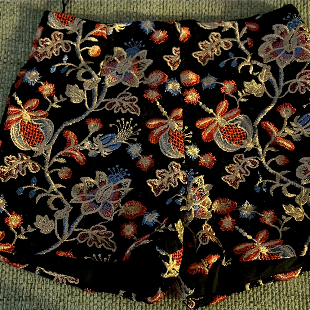 Embroidered floral shorts